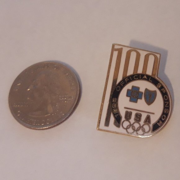 1996 Olympic Pin Blue Cross Shield 100yr Sponsor - Picture 3 of 5